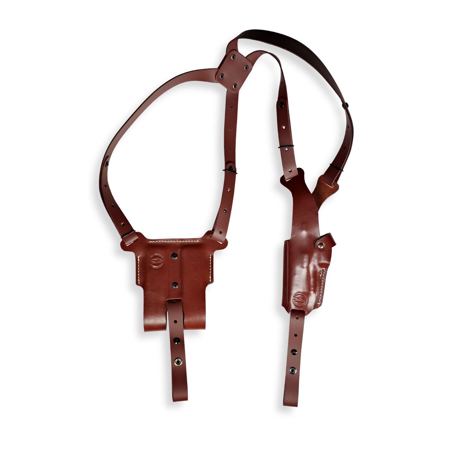DM04 Leather Universal Vertical Shoulder Holster with Double Mag Pouch