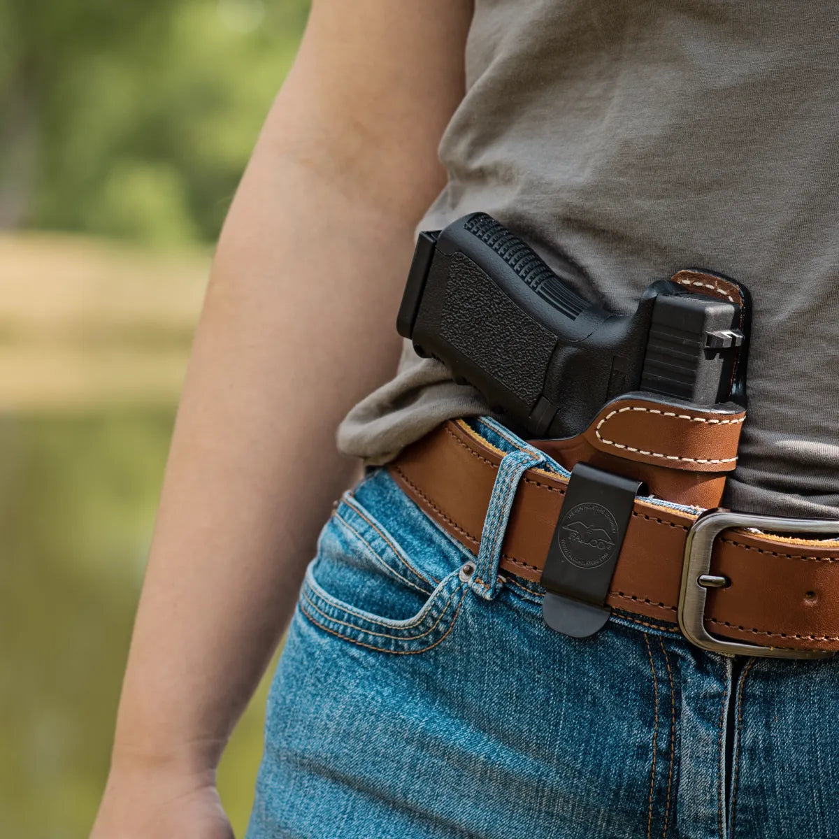 A604 Outlet open top leather holster for inside the waistband carry
