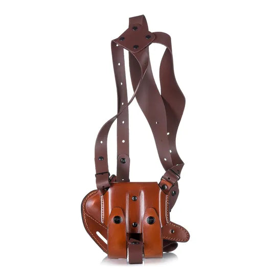 D602 LR Outlet Leather Horizontal Shoulder Holster with Counterbalance for Guns with Lasers or Lights Plus Red Dot Sights / Convertible to OWB