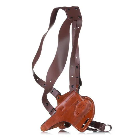 D602 LR Outlet Leather Horizontal Shoulder Holster with Counterbalance for Guns with Lasers or Lights Plus Red Dot Sights / Convertible to OWB