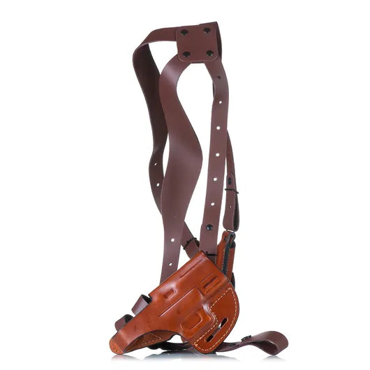 D602 R Outlet Leather Horizontal Shoulder Holster with Counterbalance for Guns with Red Dot Sights / Convertible to OWB